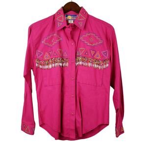 Vintage Cricket by the Creek Beaded Fringe Top - S